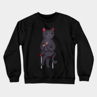 Funny Kawaii Black Cat with Attitude, Love Cats Crewneck Sweatshirt